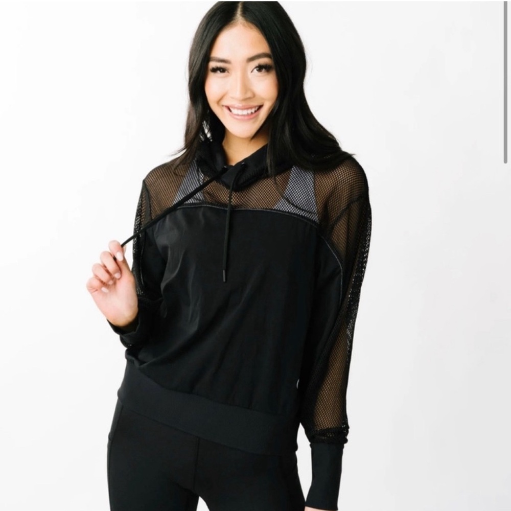 ZYIA black mesh hoodie. Size XL. New with tags.